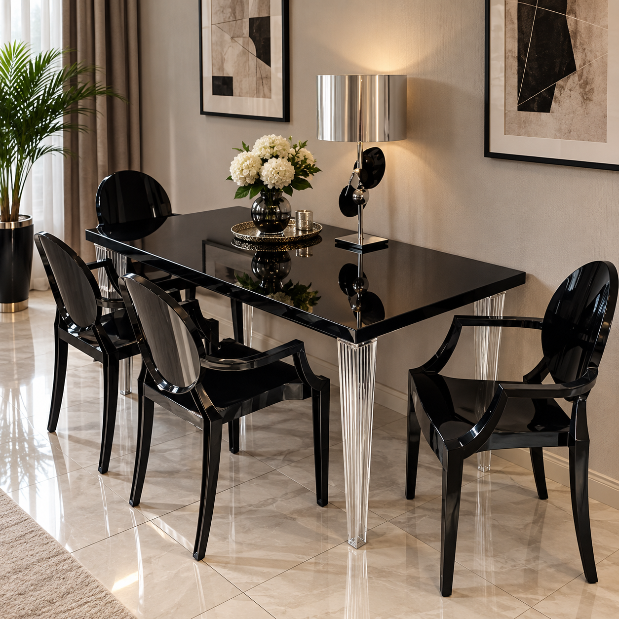 Обеденная группа KARTELL /Стол TOP TOP - Стул LOUIS GHOST/